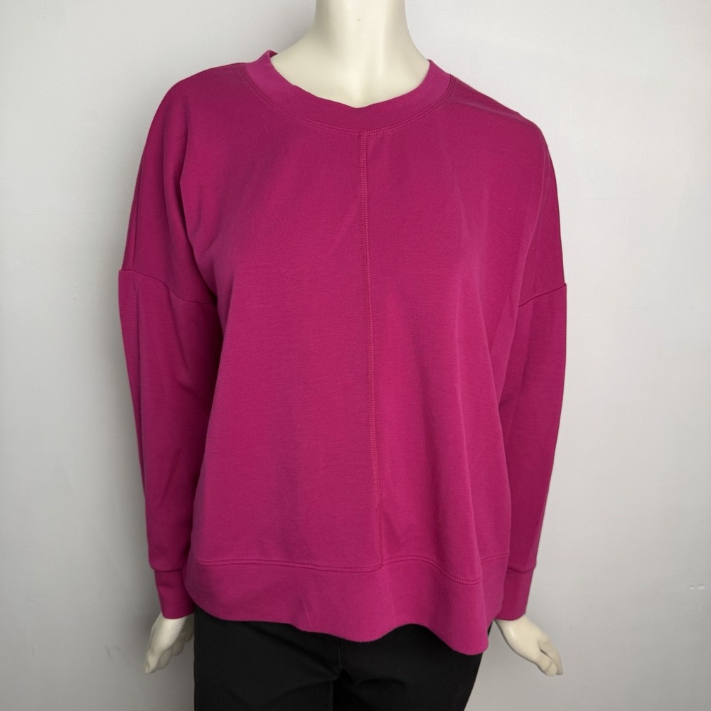 Cable & Gauge Studio Women's Magenta Pink Oversized Crewneck Pullover Comfy Sz M